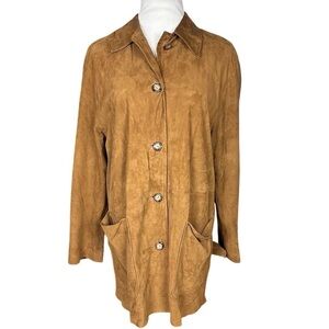 Fratelli Rossetti Women's Brown Suede Jacket Shacket Size 46/10 Italy Leather